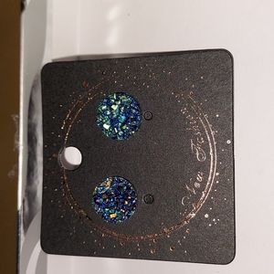 NEW Cobalt blue post earrings; Sparkles like a Druzy stone